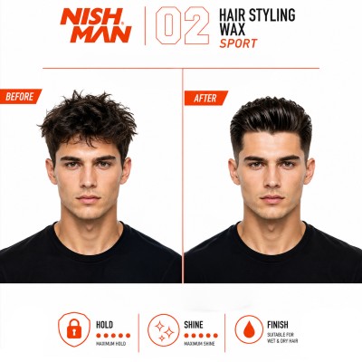 Nishman 02 Hair Styling Wax Sport (Melon Scent) - plaukų formavimo vaškas (pomada), 150 ml