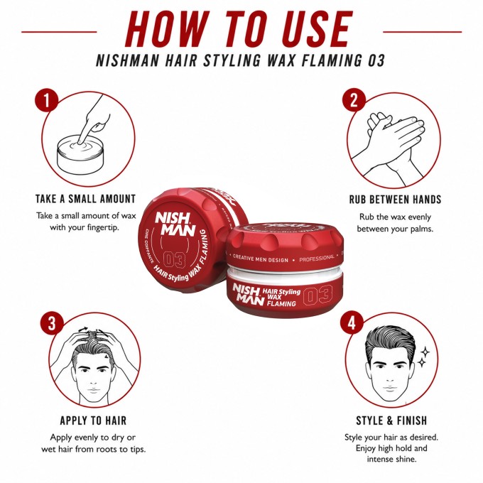 Nishman 03 Hair Styling Wax Flaming -  plaukų formavimo pomada, 150 ml