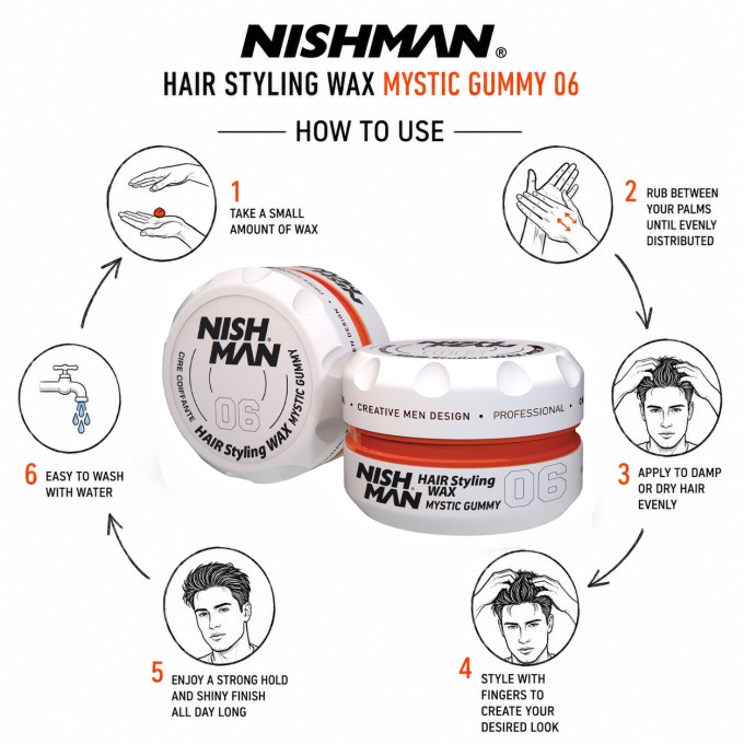 Nishman 06 Hair Styling Wax Mystic Gummy - plaukų formavimo vaškas, 150 ml