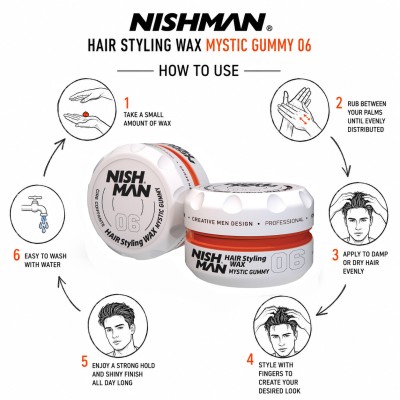 Nishman 06 Hair Styling Wax Mystic Gummy - plaukų formavimo vaškas, 150 ml