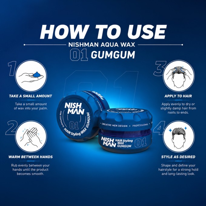 Nishman 01 Hair Styling Wax Gumgum -  plaukų formavimo vaškas, vyrams, 150 ml