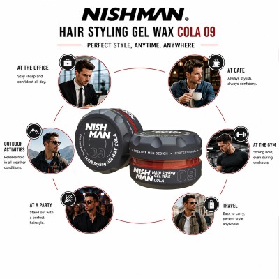 Nishman 09 Hair Styling Gel Wax (Cola Scent) - plaukų formavimo vaškas (pomada), 150 ml