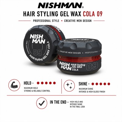 Nishman 09 Hair Styling Gel Wax (Cola Scent) - plaukų formavimo vaškas (pomada), 150 ml