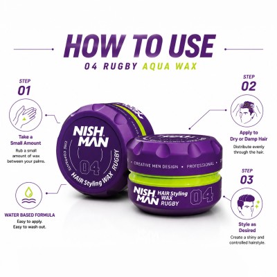 Nishman 04 Hair Wax Rugby Water - plaukų formavimo pomada (vaškas), 150 ml