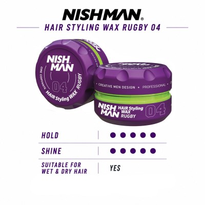 Nishman 04 Hair Wax Rugby Water - plaukų formavimo pomada (vaškas), 150 ml