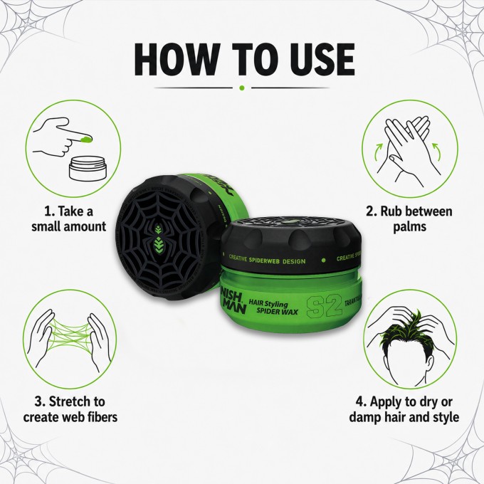 Nishman S2 Hair Styling Spider Wax Tarantula - plaukų formavimo vaškas vyrams, 150 ml
