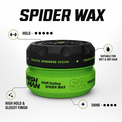 Nishman S2 Hair Styling Spider Wax Tarantula - plaukų formavimo vaškas vyrams, 150 ml
