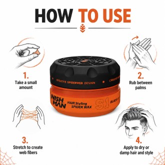 Nishman S1 Hair Styling Spider Wax Black Widow - plaukų formavimo vaškas, 150 ml 2