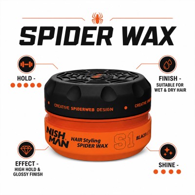 Nishman S1 Hair Styling Spider Wax Black Widow - plaukų formavimo vaškas, 150 ml