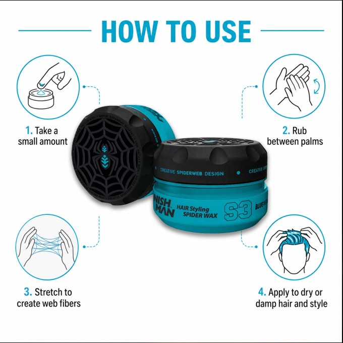 Nishman S3 Hair Styling Spider Wax Blueweb Wax -  plaukų formavimo vaškas, 150 ml