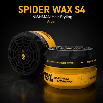 Nishman S4 Spider Wax Argan Pomade - plaukų formavimo vaškas vyrams, 150 ml