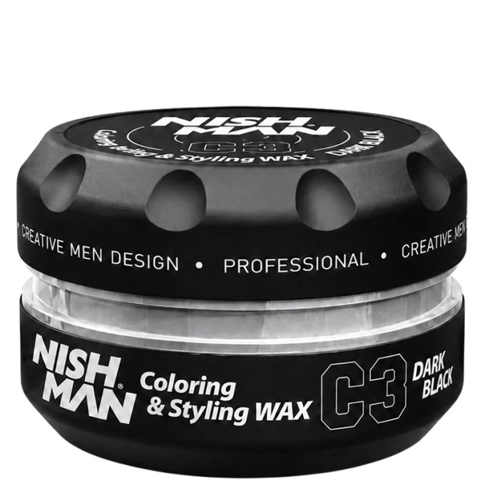 Nishman C3 Coloring&Styling Wax Dark Black - dvejopo poveikio plaukų formavimo priemonė, 100 ml