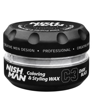 Nishman C3 Coloring&Styling Wax Dark Black - dvejopo poveikio plaukų formavimo priemonė, 100 ml