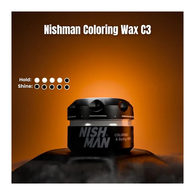 Nishman C3 Coloring&Styling Wax Dark Black - dvejopo poveikio plaukų formavimo priemonė, 100 ml