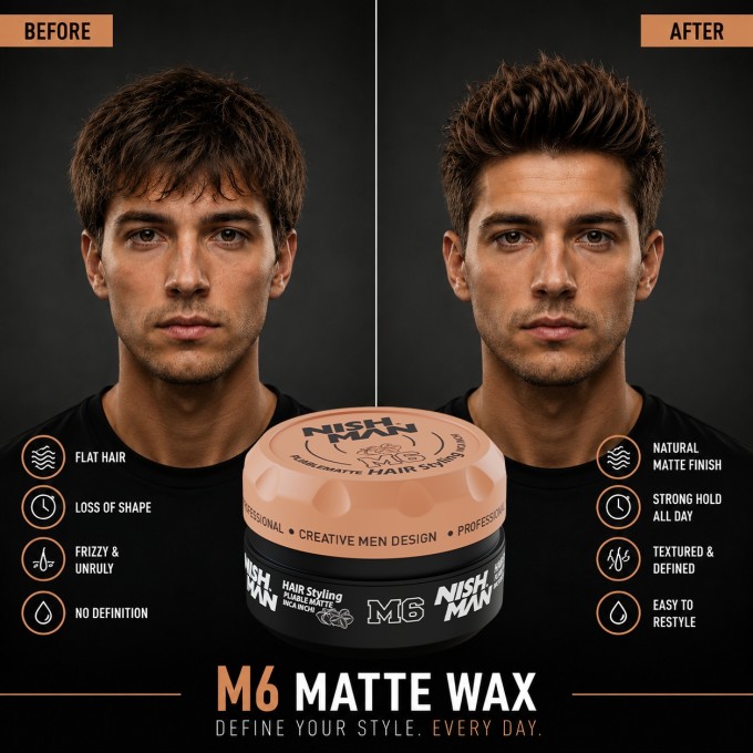Nishman M6 Hair Styling Pliable Matte Paste Inca Inchi - matinį efektą suteikianti plaukų formavimo pasta, 100 ml