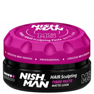 Nishman M5 Fibre Hair Sculpting Paste Matte Look - ypač stiprios fiksacijos plaukų formavimo pasta, 100 ml
