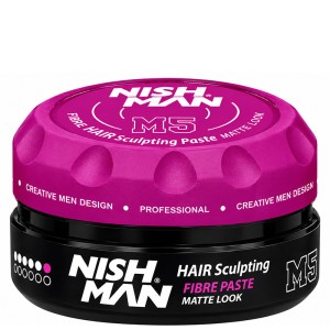 Nishman M5 Fibre Hair Sculpting Paste Matte Look - ypač stiprios fiksacijos plaukų formavimo pasta, 100 ml
