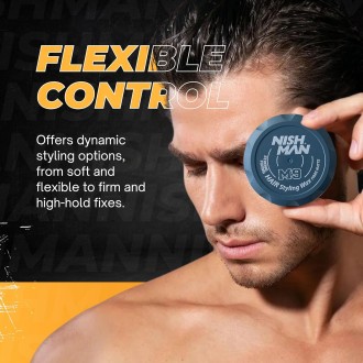 Nishman M9 Strong Fixing Hair Styling Wax Fibre Matte - stiprios fiksacijos, skaidulinės tekstūros plaukų vaškas, 100 ml 2