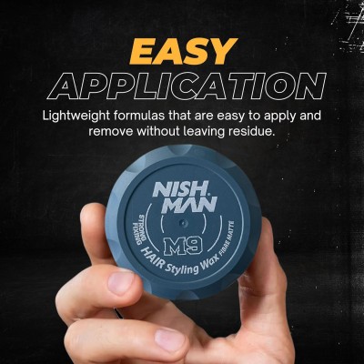 Nishman M9 Strong Fixing Hair Styling Wax Fibre Matte - stiprios fiksacijos, skaidulinės tekstūros plaukų vaškas, 100 ml