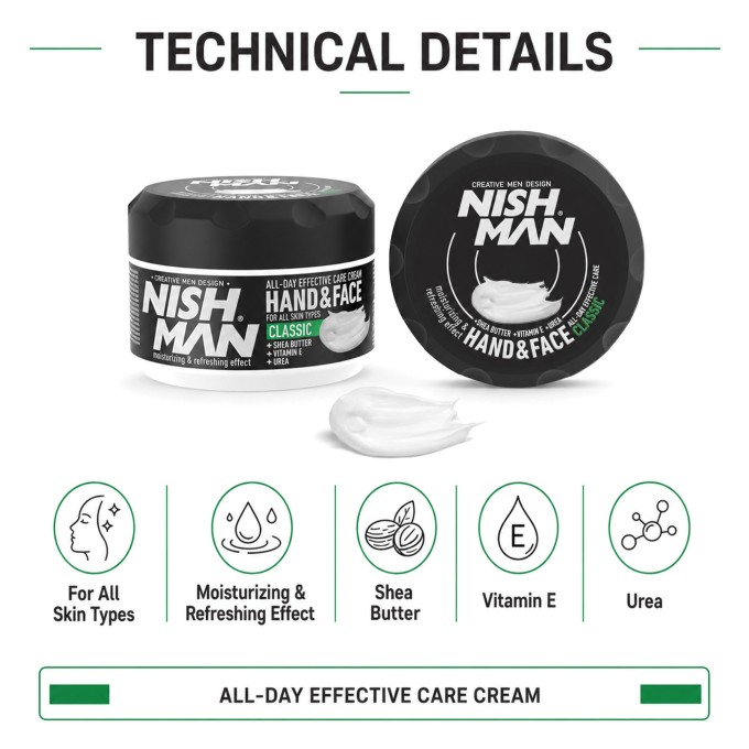 Nishman Hand&Face Classic Cream - universalus drėkinamasis ir maitinamasis kremas, 300 ml