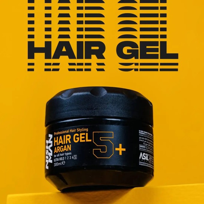 Nishman Hair Styling Argan 5+ Ultra Hold Gel - ypač stiprios fiksacijos plaukų formavimo gelis su gumos efektu, 300 ml