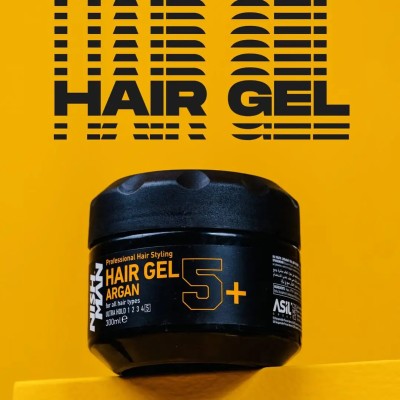 Nishman Hair Styling Argan 5+ Ultra Hold Gel - ypač stiprios fiksacijos plaukų formavimo gelis su gumos efektu, 300 ml