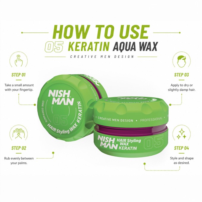 Nishman 05 Hair Styling Wax Keratin - plaukų formavimo vaškas, 150 ml