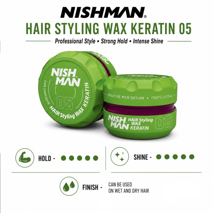 Nishman 05 Hair Styling Wax Keratin - plaukų formavimo vaškas, 150 ml