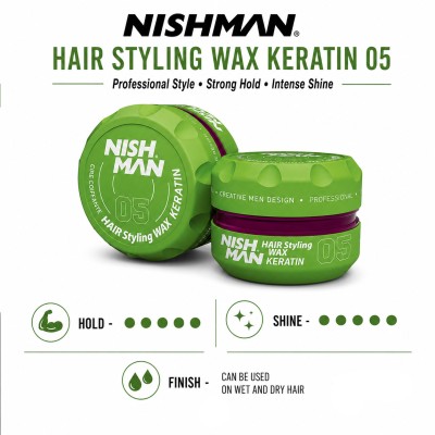 Nishman 05 Hair Styling Wax Keratin - plaukų formavimo vaškas, 150 ml