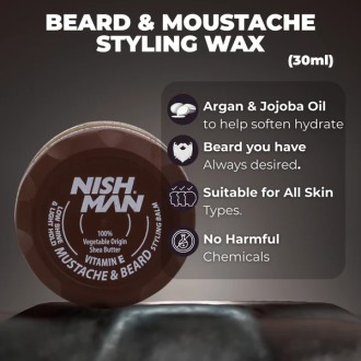 Nishman Mustache&Beard Styling Balm - barzdos ir ūsų formavimo vaškas, 100 ml 2