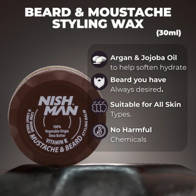 Nishman Mustache&Beard Styling Balm - barzdos ir ūsų formavimo vaškas, 100 ml