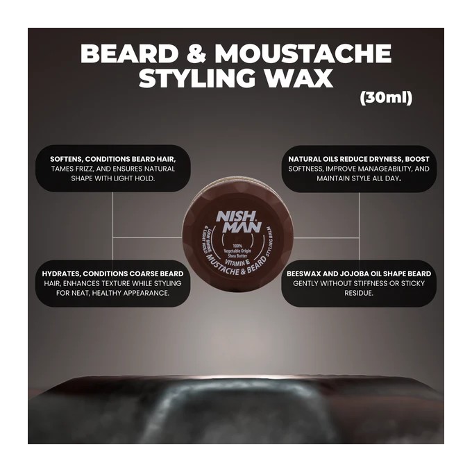 Nishman Mustache&Beard Styling Balm - barzdos ir ūsų formavimo vaškas, 100 ml