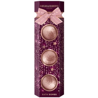 Baylis & Harding Bath Bomb Set ( Wild Cherry & Vanilla ) - Dárková sada šumivých koulí do koupele ( 3 ks )