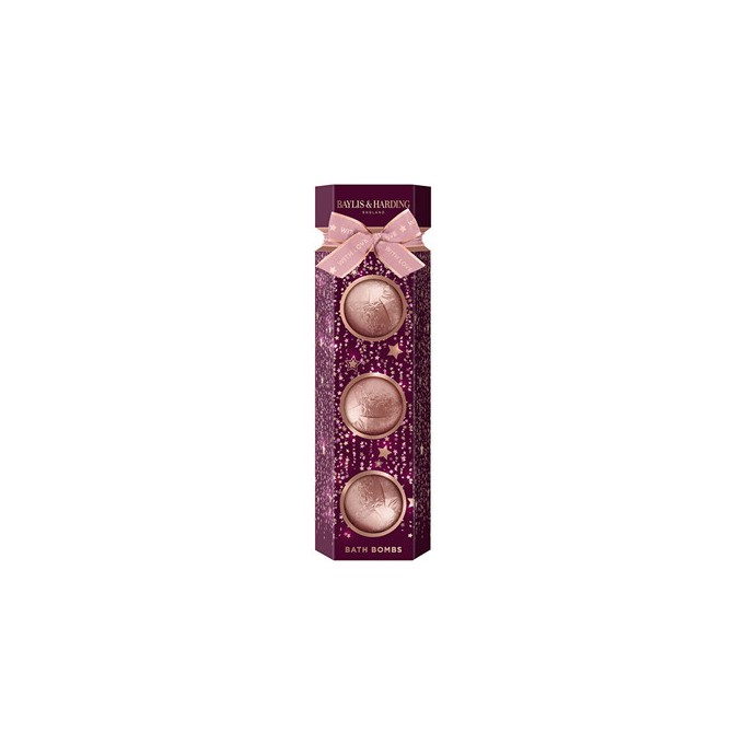 Baylis & Harding Bath Bomb Set ( Wild Cherry & Vanilla ) - Dárková sada šumivých koulí do koupele ( 3 ks )