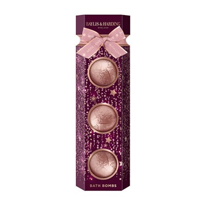 Baylis & Harding Bath Bomb Set ( Wild Cherry & Vanilla ) - Dárková sada šumivých koulí do koupele ( 3 ks )