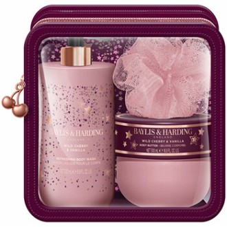 Baylis & Harding Body Care Duo Cosmetic Box ( Wild Cherry & Vanilla ) - Dárková sada péče o tělo v taštičce ( 3 ks )