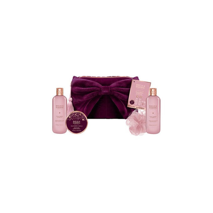Baylis & Harding Body Care Set in Velvet Bag ( Wild Cherry & Vanilla ) - Dárková sada v sametové taštičce ( 4 ks )