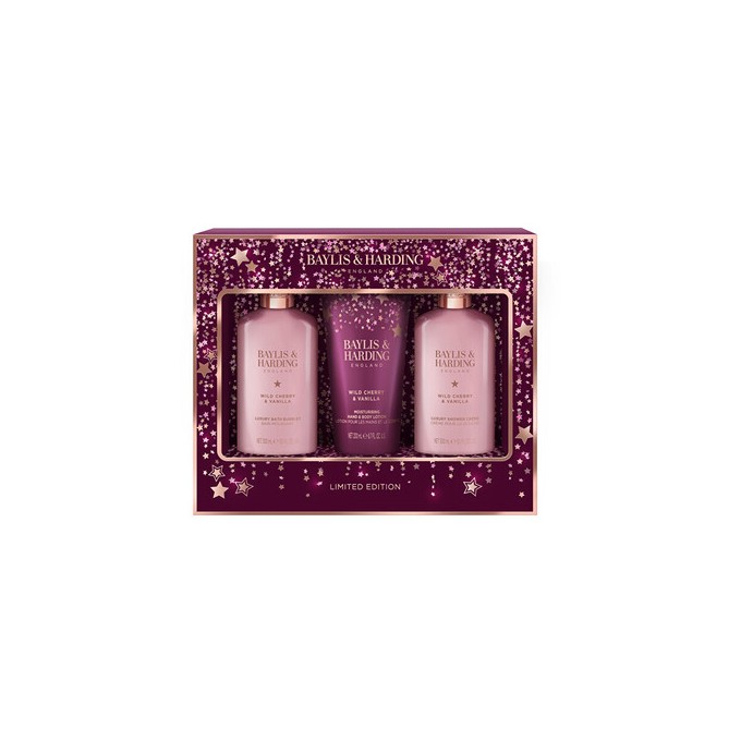 Baylis & Harding Limited Edition Body Care Trio ( Wild Cherry & Vanilla ) - Dárková sada tělové péče ( 3 ks )