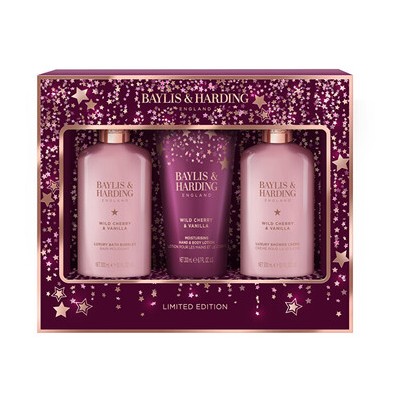 Baylis & Harding Limited Edition Body Care Trio ( Wild Cherry & Vanilla ) - Dárková sada tělové péče ( 3 ks )