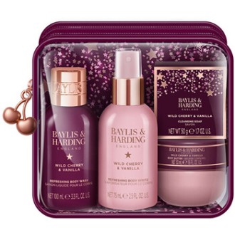 Baylis & Harding Luxury Bath & Body Care Set ( Wild Cherry & Vanilla ) - Dárková sada péče o tělo v taštičce ( 4 ks )