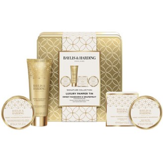 Baylis & Harding Luxury Pamper Tin ( Mandarinka & Grapefruit ) - Dárková sada péče o tělo v plechové dóze ( 4 ks )