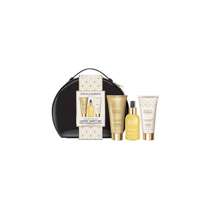 Baylis & Harding Luxury Vanity Body Care Set with Bag ( Mandarinka & Grapefruit ) - Dárková sada tělových produktů ( 3 ks )