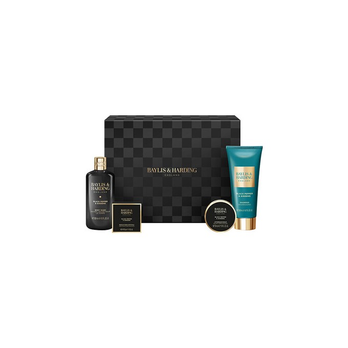 Baylis & Harding Men Shower Gift Box ( Black Pepper & Ginseng ) - Dárková sada péče o tělo ( 4 ks )