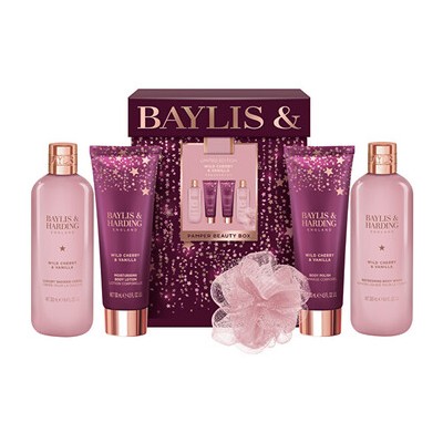 Baylis & Harding Pamper Beauty Box ( Wild Cherry & Vanilla ) - Dárková sada péče o tělo v krabičce ( 5 ks )