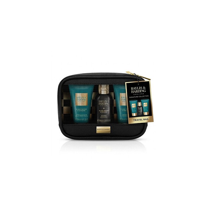 Baylis & Harding Men Body Care Trio ( Black Pepper & Ginseng ) - Dárková sada v taštičce ( 3 ks )