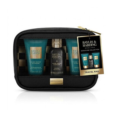 Baylis & Harding Men Body Care Trio ( Black Pepper & Ginseng ) - Dárková sada v taštičce ( 3 ks )