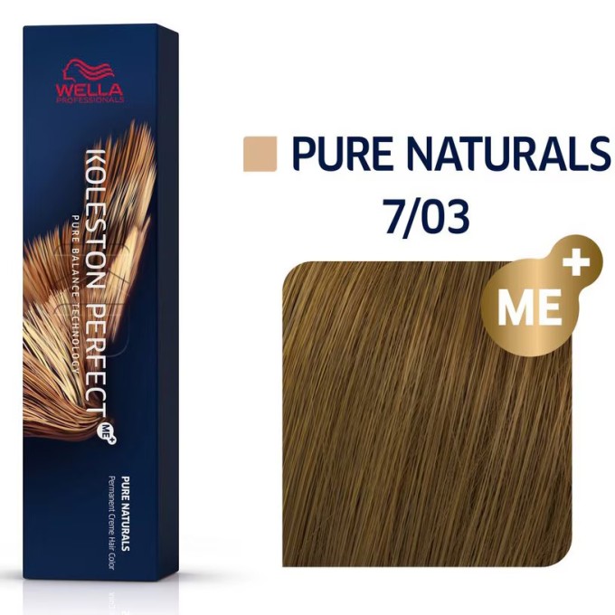 Wella Professional Koleston Perfect ME + Pure Naturals - plaukų dažai, 60 ml - 7/03