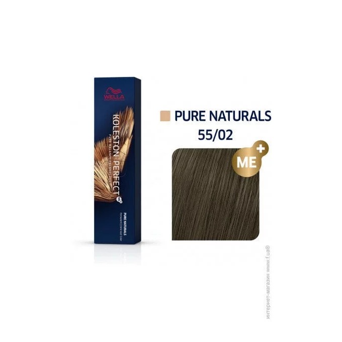 Wella Professional Koleston Perfect ME + Pure Naturals - ilgalaikiai plaukų dažai, 60 ml - 55/0