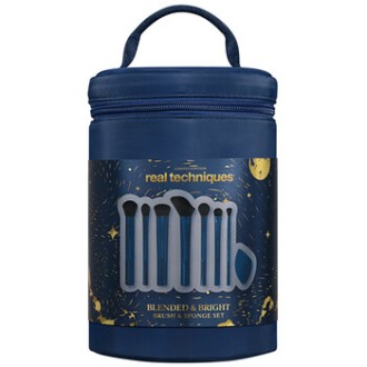 Real Techniques Blended & Bright Gift Set - Sada štětců, houbičky a taštičky