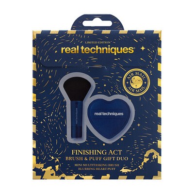 Real Techniques Finishing Act Set - Sada štětce a Puff houbičky